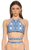 Resim Lacivert Desenli Bikini Üstü