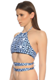 Resim Lacivert Desenli Bikini Üstü