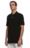 Resim Siyah Kısa Kol Polo Yaka Pima Pamuğu T-Shirt