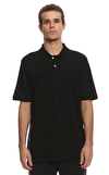 Resim Siyah Kısa Kol Polo Yaka Pima Pamuğu T-Shirt