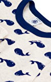 Resim Çok Renkli Balina Desenli Kısa Kollu Yuvarlak Yaka Pamuk Erkek Pijama Takımı