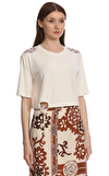 Resim Beyaz Çiçek Desenli Kısa Kol Bluz