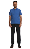 Resim Mavi Kısa Kol Polo Yaka Pamuklu T-Shirt