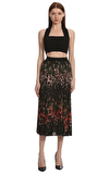Resim Çok Renkli Çiçek Desenli Normal Bel Midi Etek