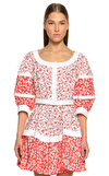 Resim Kırmızı Desenli Truvakar Kol Bisiklet Yaka Pamuk Bluz