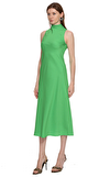 Resim Yeşil Kolsuz Degaje Yaka Midi Boy Elbise