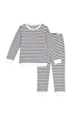 Resim Çok Renkli Çizgili Uzun Kol Yuvarlak Yaka Pamuklu Kız Çocuk Pijama Takımı