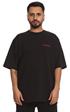 Resim Siyah Logo Baskılı Kısa Kollu Bisiklet Yaka Pamuk Erkek T-Shirt