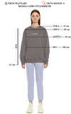 Resim Kadın Gri Baskılı Pamuklu Sweatshirt