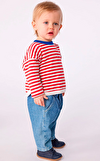 Resim Uzun Kollu Çizgili Pamuklu Bebek Tişört