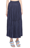 Resim Lacivert Normal Bel Maksi Etek