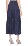 Resim Lacivert Normal Bel Maksi Etek