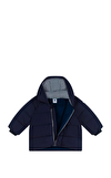 Resim Lacivert Kapüşonlu Puff Mont