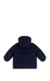 Resim Lacivert Kapüşonlu Puff Mont