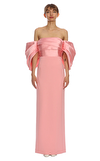 Resim Pembe Karpuz Kol Straplez Yaka Kadın Uzun Elbise