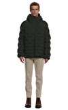 Resim Yeşil Kapüşonlu Puff Mont