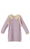 Resim Lila Rengi Örgülü Uzun Kolu Kız Çocuk Elbise