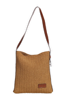 Resim Camel Hasır Örgü Dokulu Çanta