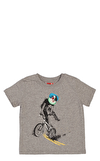 Resim Gri Palyaço Baskılı Kısa Kollu Bisiklet Yaka Pamuk Çocuk T-Shirt