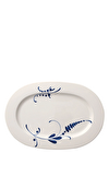 Resim Old Luxembourg Brindille Blue Blanc Oval Servis Tabağı 34 cm