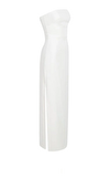 Resim Beyaz Kolsuz Straplez Yaka Maksi Boy Elbise