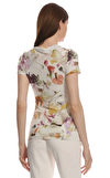 Resim Beyaz Çiçek Desenli Kısa Kol Yuvarlak Yaka Bluz