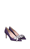 Resim Mor Parlak Kumaş Topuklu Ayakkabı