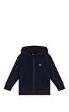 Resim Fermuarlı Düz Pamuklu Çocuk Kapüşonlu Sweatshirt