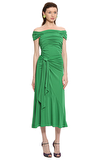Resim Yeşil Askılı Normal Bel Midi Etek