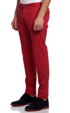 Resim Kırmızı Dar Paça Pamuklu Pantolon