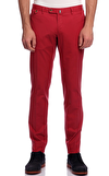 Resim Kırmızı Dar Paça Pamuklu Pantolon