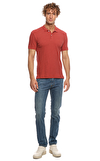 Resim Kırmızı Kısa Kol Polo Yaka Pamuklu T-Shirt