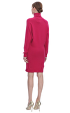 Resim Fuşya Uzun Kol Balıkçı Yaka Kaşmir Mini Boy Elbise