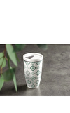 Resim Coffee To Go Yeşil Desenli Kapaklı Porselen Kupa 0,35L