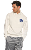 Resim Beyaz Baskılı Erkek Hoodie