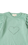 Resim Yeşil Kalp Desenli Fırfırlı Pamuk Takım