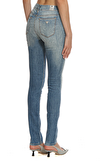 Resim Denim Taşlamalı Dar Paça Pamuklu Pantolon