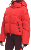 Resim Kırmızı Uzun Kollu Kapüşonlu Kayak Montu