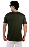 Resim Haki Kısa Kollu Bisiklet Yaka Pamuk Erkek T-Shirt