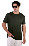 Resim Haki Kısa Kollu Bisiklet Yaka Pamuk Erkek T-Shirt