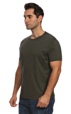 Resim Haki Kısa Kollu Bisiklet Yaka Pamuk Erkek T-Shirt