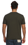 Resim Haki Kısa Kollu Bisiklet Yaka Pamuk Erkek T-Shirt