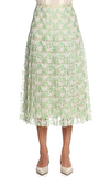 Resim Yeşil Dantel İşlemeli Midi Etek