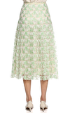 Resim Yeşil Dantel İşlemeli Midi Etek