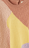 Resim Sarı Örgü Detaylı Uzun Kol Bisiklet Yaka Pamuk Maksi Boy Triko Kız Çocuk Elbise