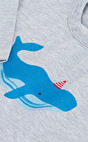 Resim Balina Desenli Uzun Kollu Gri Bebek Tişört