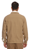 Resim Kahverengi Cep Detaylı Uzun Kol Pamuklu Gömlek