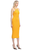 Resim Sarı Fitilli Askılı Kare Yaka Midi Boy Elbise