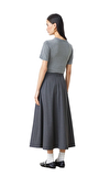 Resim Gri Kemer Detaylı Normal Bel Midi Etek