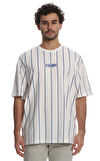 Resim Çok Renkli Çizgili Kısa Kollu Yuvarlak Yaka Pamuk Erkek T-Shirt